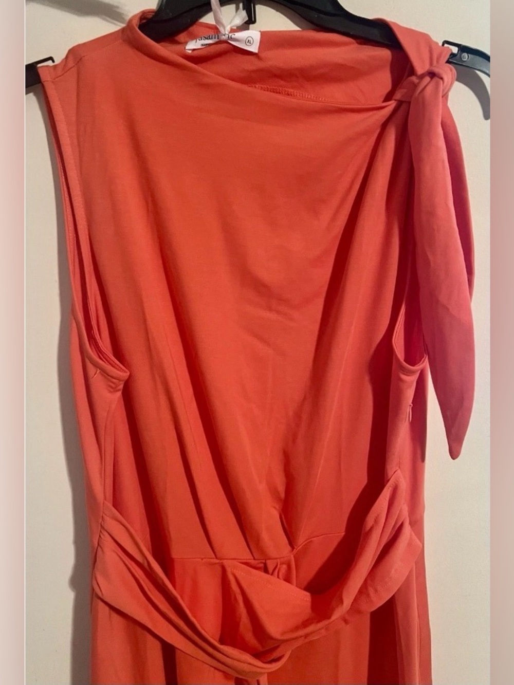 NWT Women’s JASAMBAC Sleeveless Orange Midi Dress with Knotted Waist Size XL - Picture 2 of 16